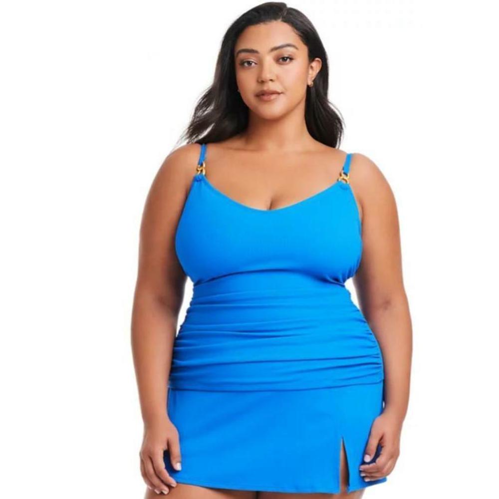 Bleu by Rod Beattie Plus Size Blue Pique Ole Skirted Hipster Bottom 16W - Picture 3 of 3